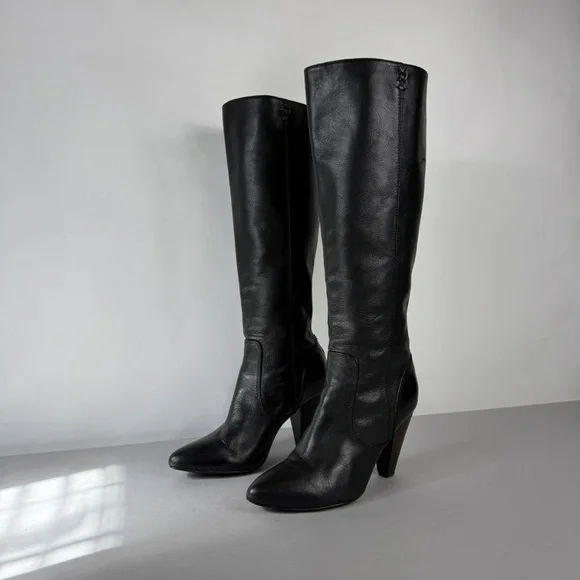 Frye Regina Zip Black Leather Boots - Picture 2 of 12